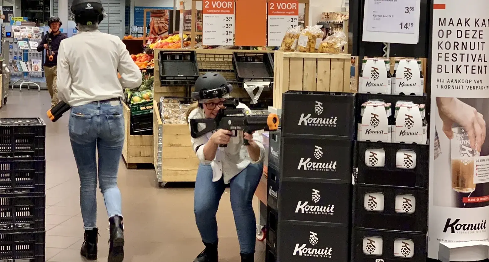 Lasergamen in de Albert Heijn